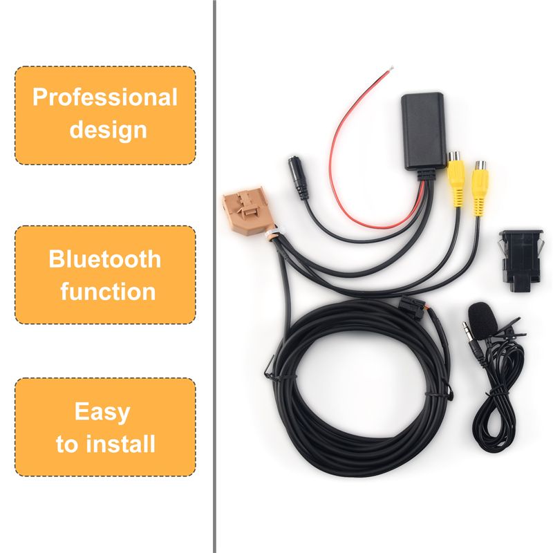 Audio Music Only - 12V MMI 2G รถบลูทูธอะแดปเตอร์สายเคเบิล AUX ไมโครโฟนสำหรับ