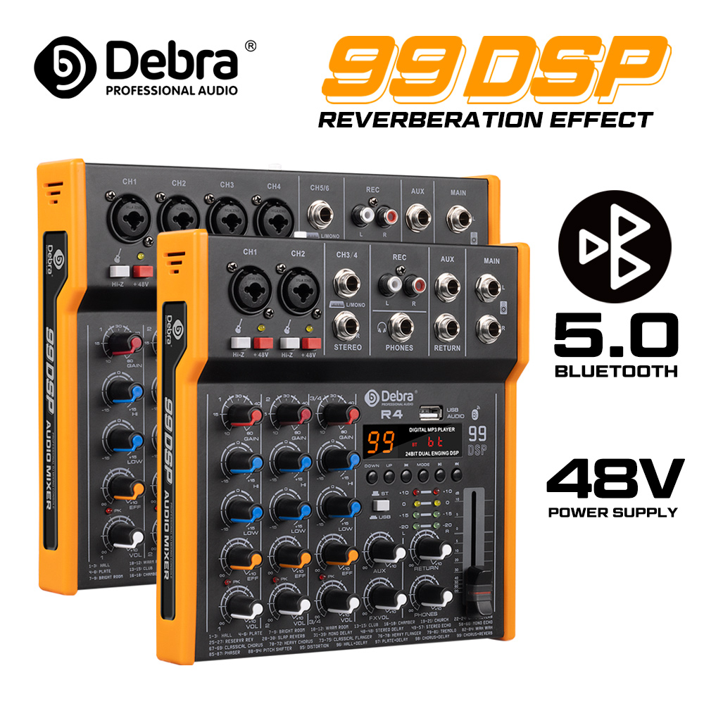 Audio Music Mixer - มิกเซอร์เสียงหลายช่อง Debra R4/R6 6 ช่อง พร้อมเอฟเฟค