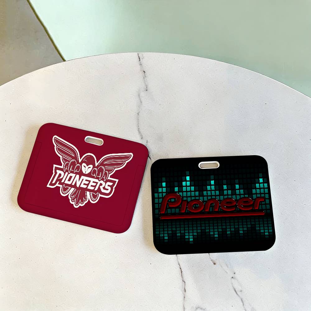Audio Music Logo - สายคล้องคอพร้อมพวงกุญแจลายการ์ตูนสำหรับผู้หญิง ยี่ห้อเครื่องเสียง P-Pioneer พร้อมโลโก้และที่ใส่บัตร