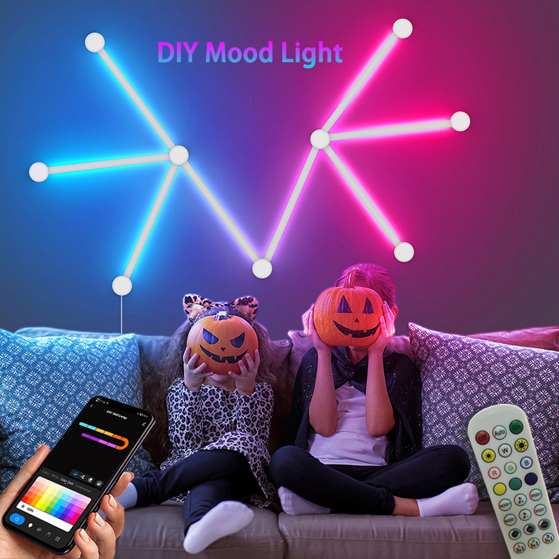 Audio To Music - โคมไฟติดผนัง RGB อัจฉริยะ, ไฟ LED เชื่อมต่อแอป