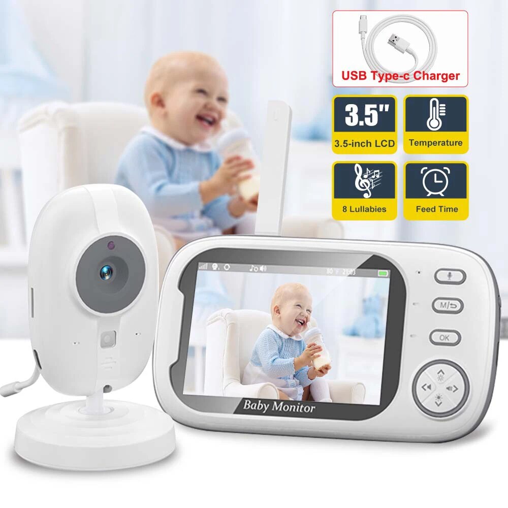 Audio Music Video - กล้องวงจรปิดสำหรับดูวิดีโอสำหรับเด็ก3.5นิ้ว2.4G แม่เด็ก2ทางพูดคุยและการมองเห็นได้ในเวลากลางคืนได้มีกล้องวิดีโอเฝ้าระวังที่มีอุณหภูมิ