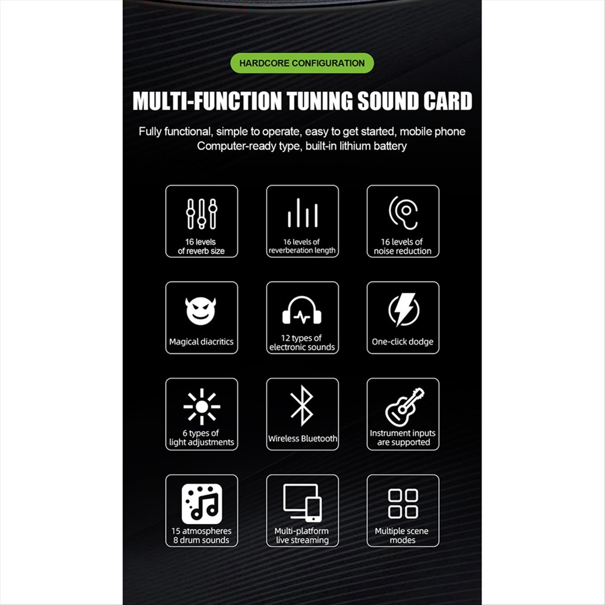 Audio Music Changer - DT77 SN800 การ์ดเสียงสด เครื่องเปลี่ยนเสียง ตัวผสมเสียงสำหรับการออกอากาศ การบันทึกเสียง