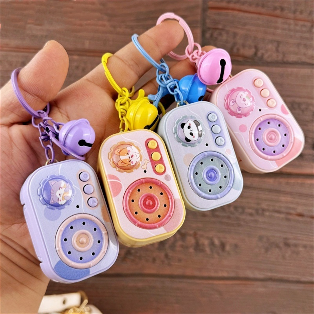 Audio Music Recorder - Mini Vintage Recorder พวงกุญแจน่ารักการ์ตูนสัตว์เครื่องเล่นเพลงเทปรูปกระเป๋าจี้ Key Ring