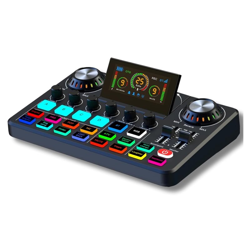 Audio Music Changer - ABLB-เครื่องผสมเสียง, การ์ดเสียงสดพร้อมเอฟเฟกต์ดีเจมิกเซอร์และตัวเปลี่ยนเสียง, บอร์ดเสียง RGB, อุปกรณ์บันทึกเสียงเพลง