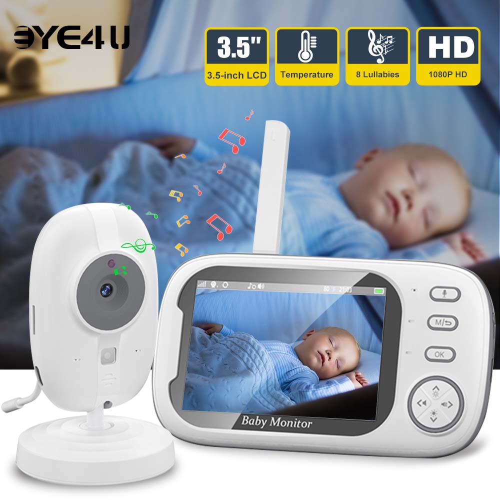 Audio Music Video - กล้องวิดีโอสำหรับเด็ก3.5'' 2.4G กล้องตรวจการณ์วิดีโอระบบการมองเห็นได้ในเวลากลางคืนและเสียงสองทางพร้อมหน้าจอแสดงผลอุณหภูมิ