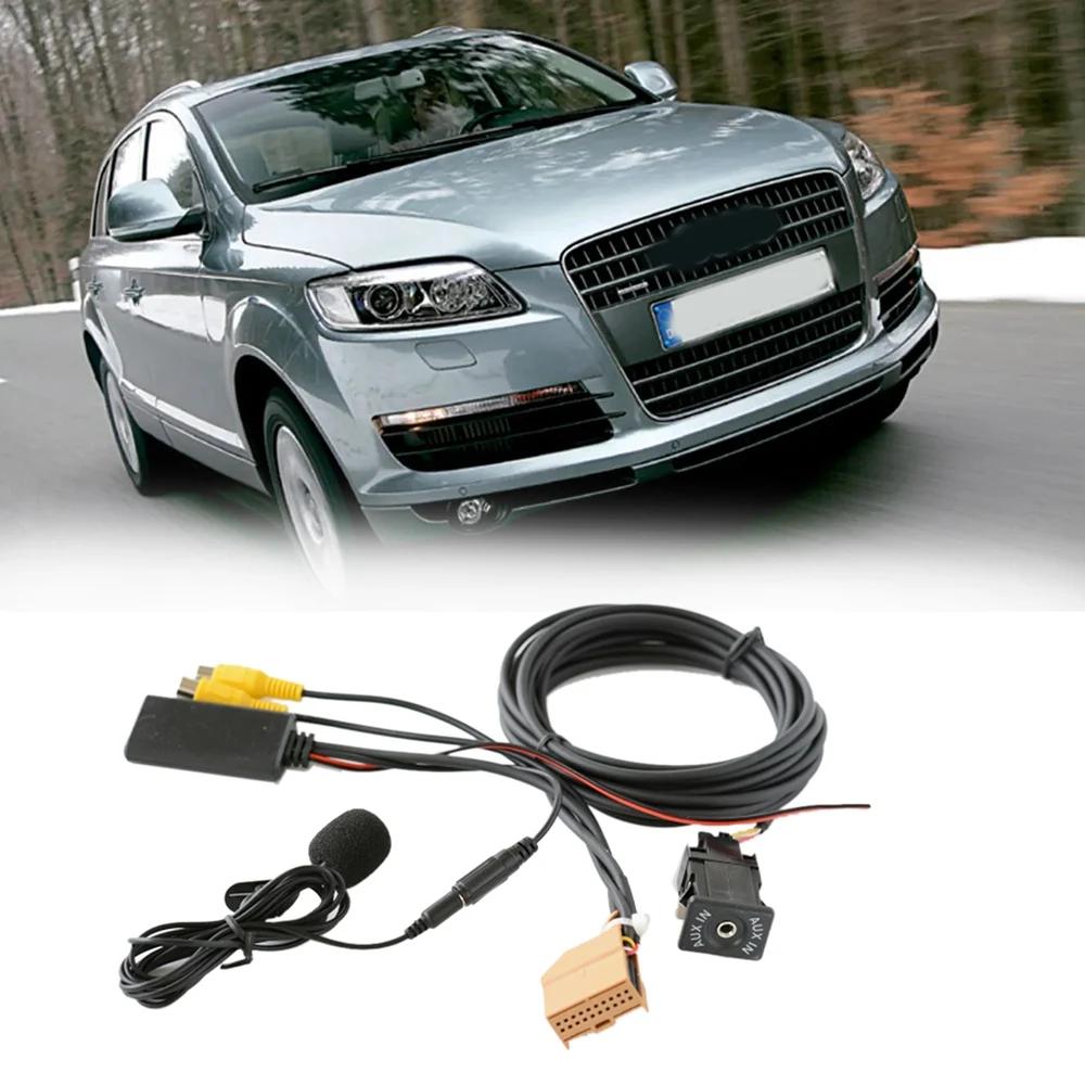 Audio Music Only - 12V MMI 2G รถบลูทูธอะแดปเตอร์สายเคเบิล AUX ไมโครโฟนสำหรับ