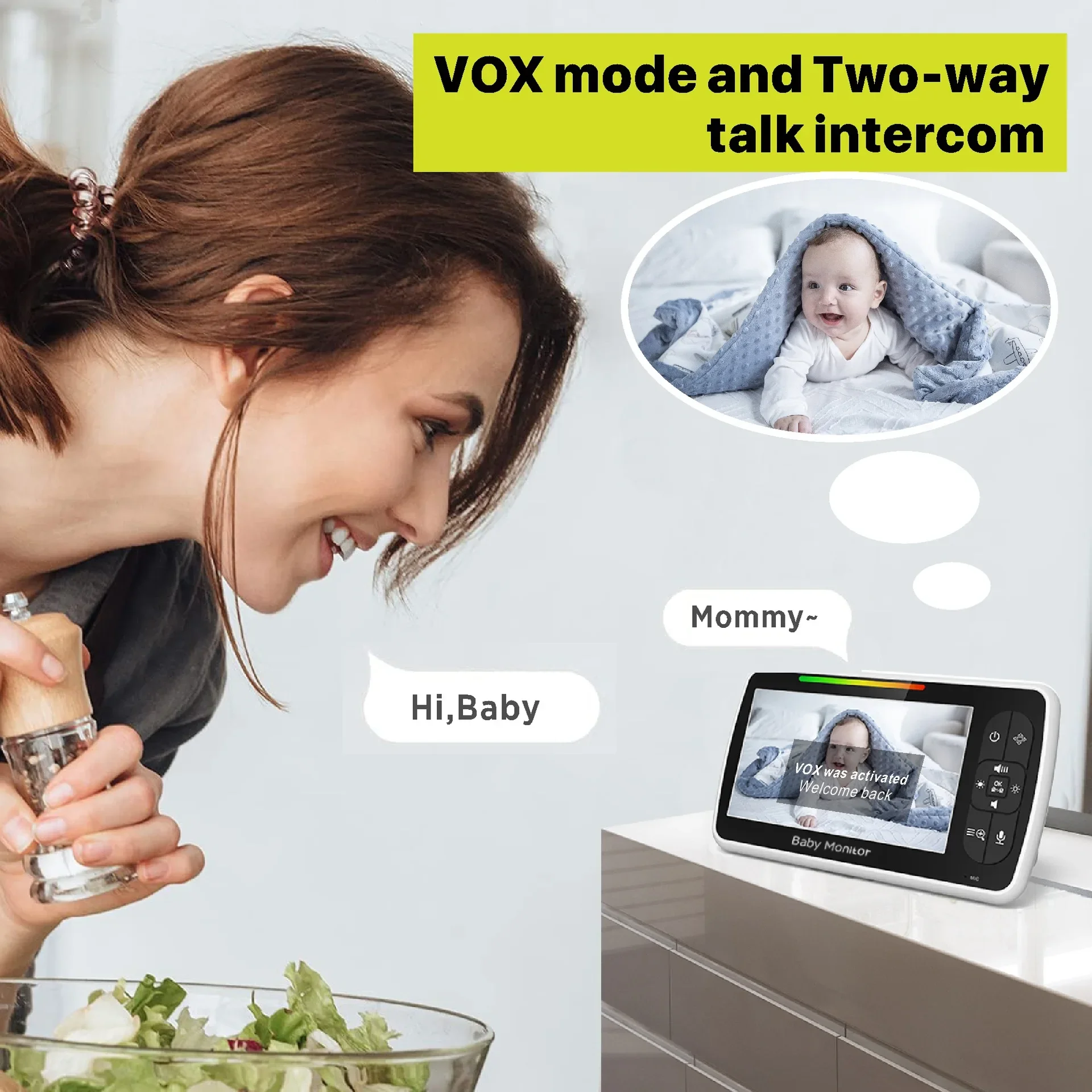 5.0 นิ้ว Video Baby Monitor พร - Audio Music Video บทวิจารณ์และราคา