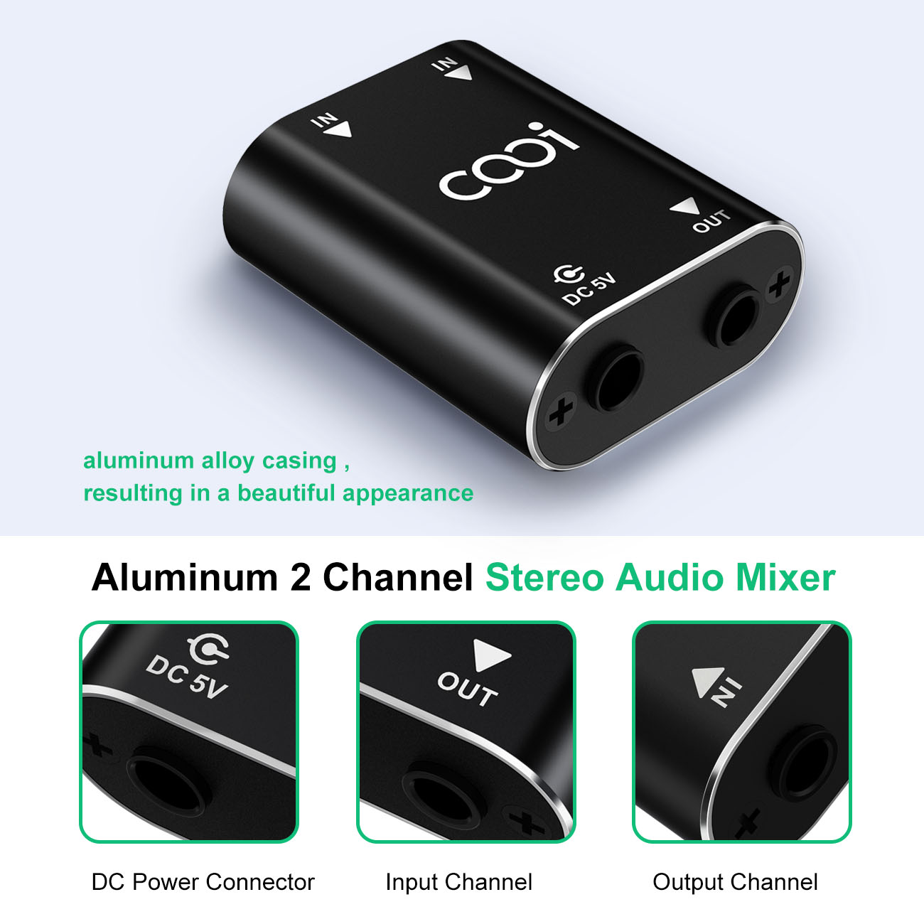 Cooidea 2 Channel Mini Stereo  - Audio Music Mixer บทวิจารณ์และราคา